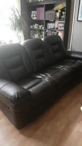New Brown leather reclining couch