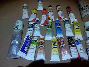 Oil paints, brushes, cleaners, varnish,