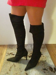 Size 8 - Black Faux Suede Tall Boots