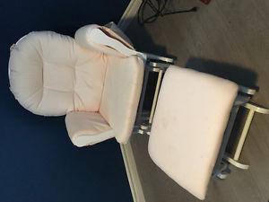 Soft pink, glider chair and foot rest