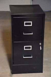 Two Drawer Black Metal Filing Cabinet