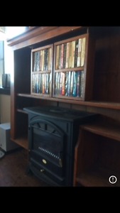 Unique & Rustic book shelf/mantle w/electric fireplace