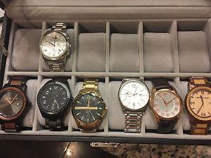 Various watches and a jewellery case