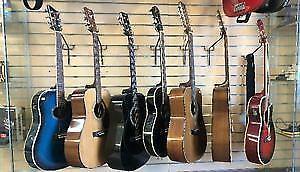WE HAVE ACCOUSTIC AND ELECTRIC ACCOUSTIC GUITARS