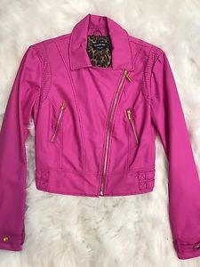 Women's hot pink leather jacket