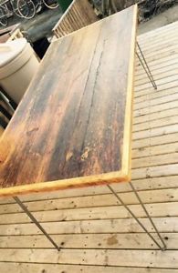 reclaimed wood dining table - hairpin legs