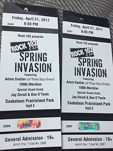2 Spring Invasion tickets $20 each