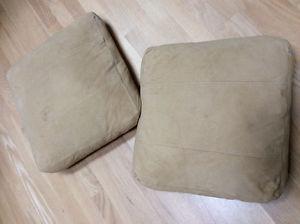 2 faux suede cushions