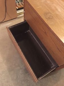 2 metal drawer with wood trim