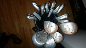 3 sets of golf clubs 2 Left 1 right