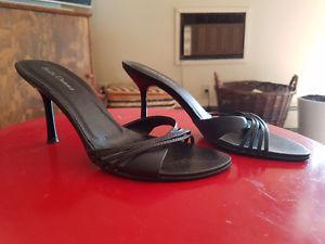 Black Leather Strappy Heels - Size 6