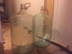Carboys with wine bottles
