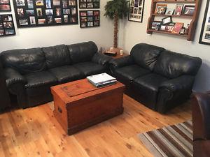 Dark Blue Couch and Loveseat