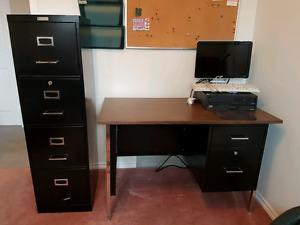 Desk and File Cabinet