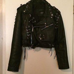 Embroidered leather biker