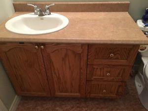 Medicine cabinet, Bathroom vanity, towel rod, mirror,