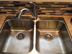 Moen kitchen faucet & double basin sink