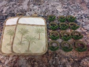 New Palm Tree Pot Holders and Napkin Rings