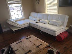 Sectional couch white leather or 4 separate seats