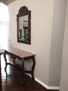 Solid wood and granite table with Mirror