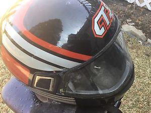 Used helmet for either motorcycle or skidooing.