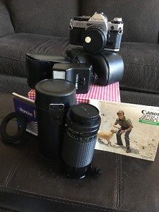 Vintage Canon AE-1 Film Camera, 188A Attachable Flash &