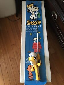 Vintage Snoopy Catch 'Em Kit Reel Rod ready for fishing