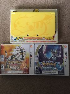 'new' 3DS XL Pikachu edition + Pokémon sun + charger