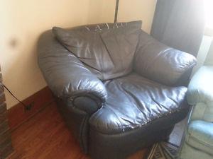 Big, comfortable blue leather chair