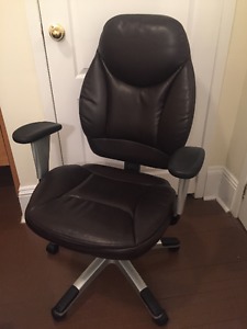 Dark brown leather computer chair