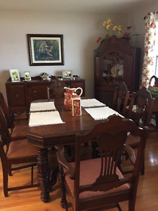 Dining room table chairs, buffet and china cabinet