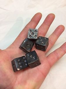 Hand forged solid metal set of dice