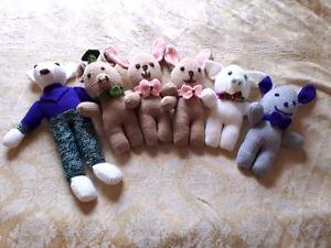 Hand knitted stuffed animals