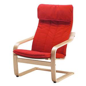 IKEA Poang chair & foot stool – brand new, red cushions