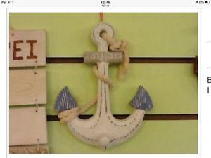 NEW white wood ANCHOR wall hook