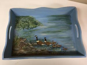 PAINTED WOODEN SERVING TRAY