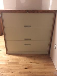 Solid wood covered filing cabinet