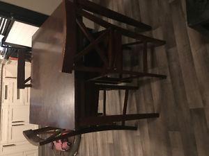 Solid wood pub stile table and 3 chairs -OBO