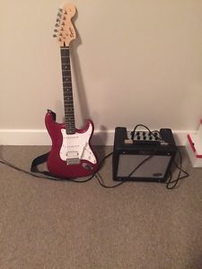 Squier strat guitar and amp