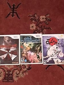 Wii games: Okami, Resident evil, sin and punishment