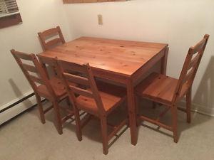 wood dining table with 4 chairs