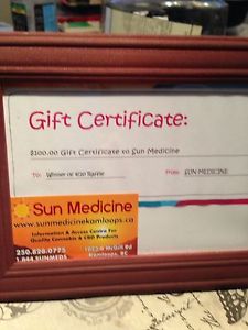 $100 gift certificate sun med kamloops