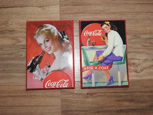 2 smaller Coca Cola wall hangings (selling together BOTH for