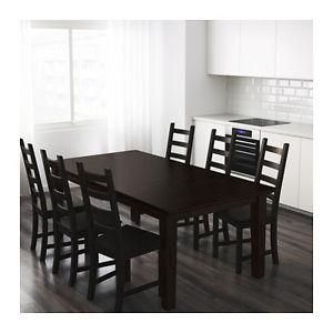 Dinning Table and Six Chairs Brown Black for Sale