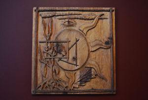 "Eye On Life" wood carved wall hanging