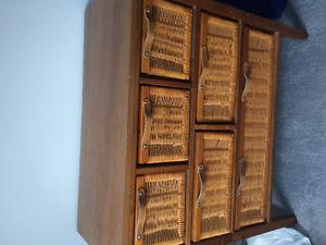 Hutch with light, wicker dresser for sale