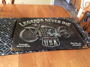 Legends motorcycle metal sign