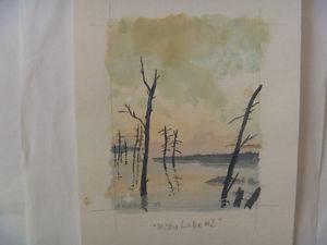 Misty Lake #2 - 4" x 5" ORIGINAL ART