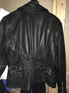 Motorbike black leather Jacket and chaps