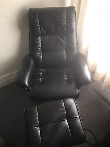 Pleather chair and ottoman